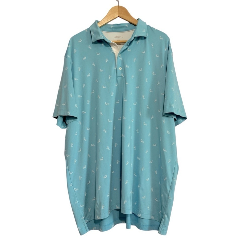 Johnnie-O Blue Performance Golf Mermaid Print Polo Men’s Size XXL